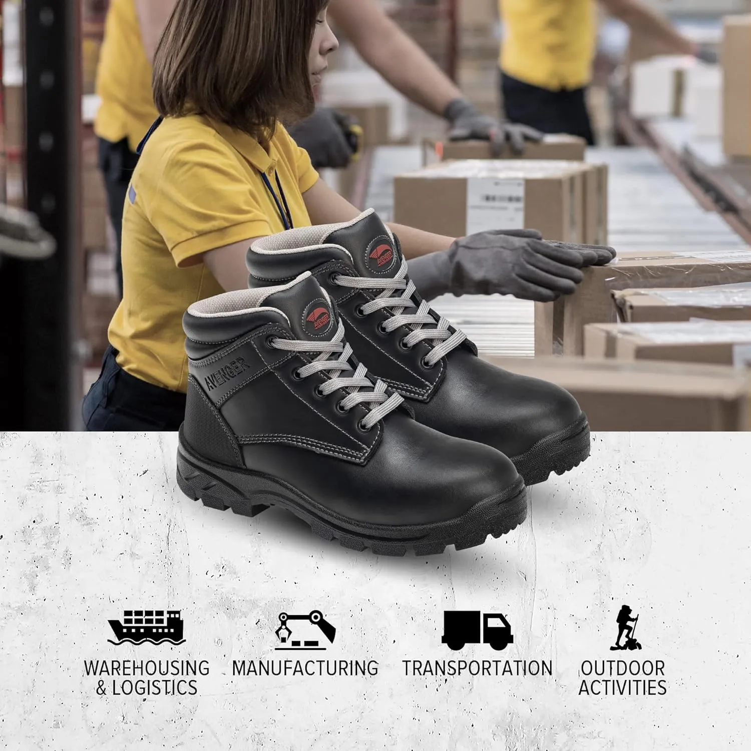 Avenger Work Boots Women's Steel Toe A8050 Industrial Shoe
