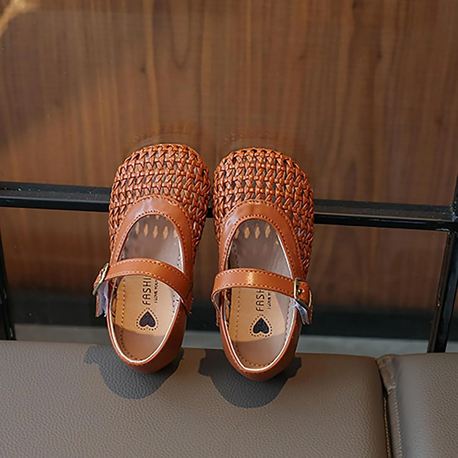 Baby Girls Leather Hollow Sandals High Heel Soft Non Slip Breathable Ankle Sandals Infant Newborn Adjusted Strap Shoes