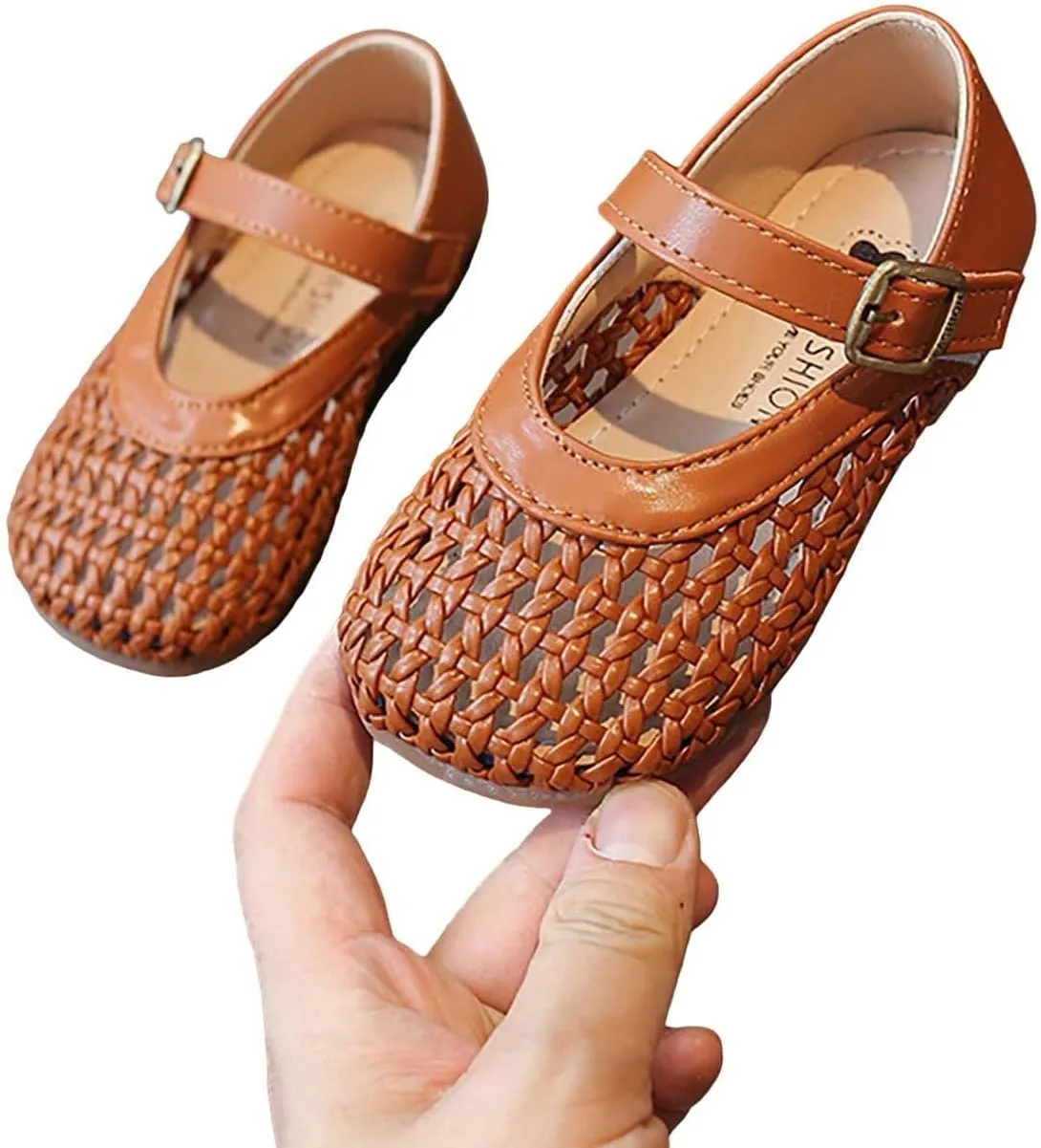 Baby Girls Leather Hollow Sandals High Heel Soft Non Slip Breathable Ankle Sandals Infant Newborn Adjusted Strap Shoes