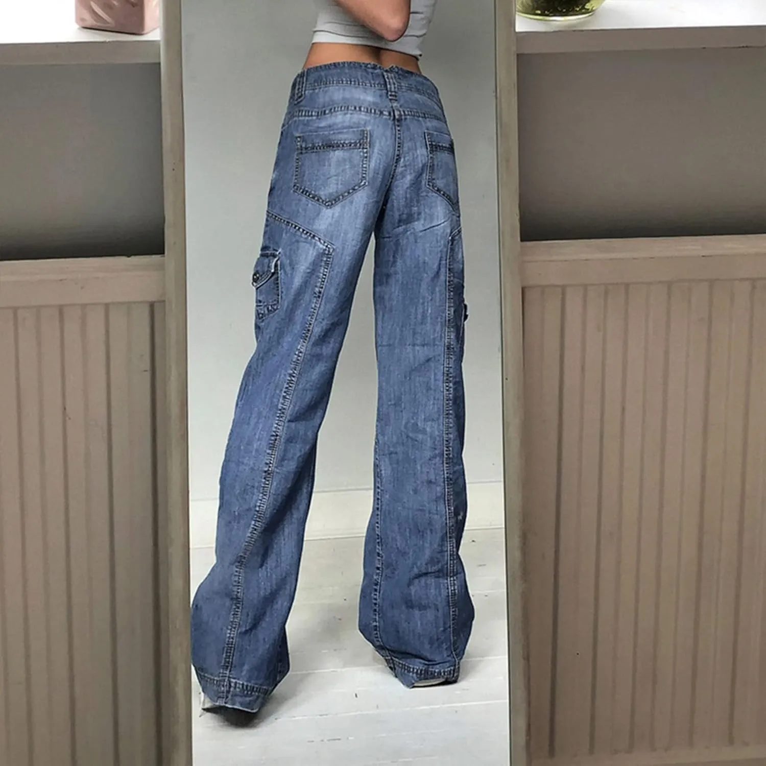 Baggy Jeans Alt Emo Cargo Jeans for Women Y2K Clothes for Teen Girls