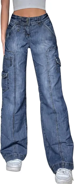 Baggy Jeans Alt Emo Cargo Jeans for Women Y2K Clothes for Teen Girls