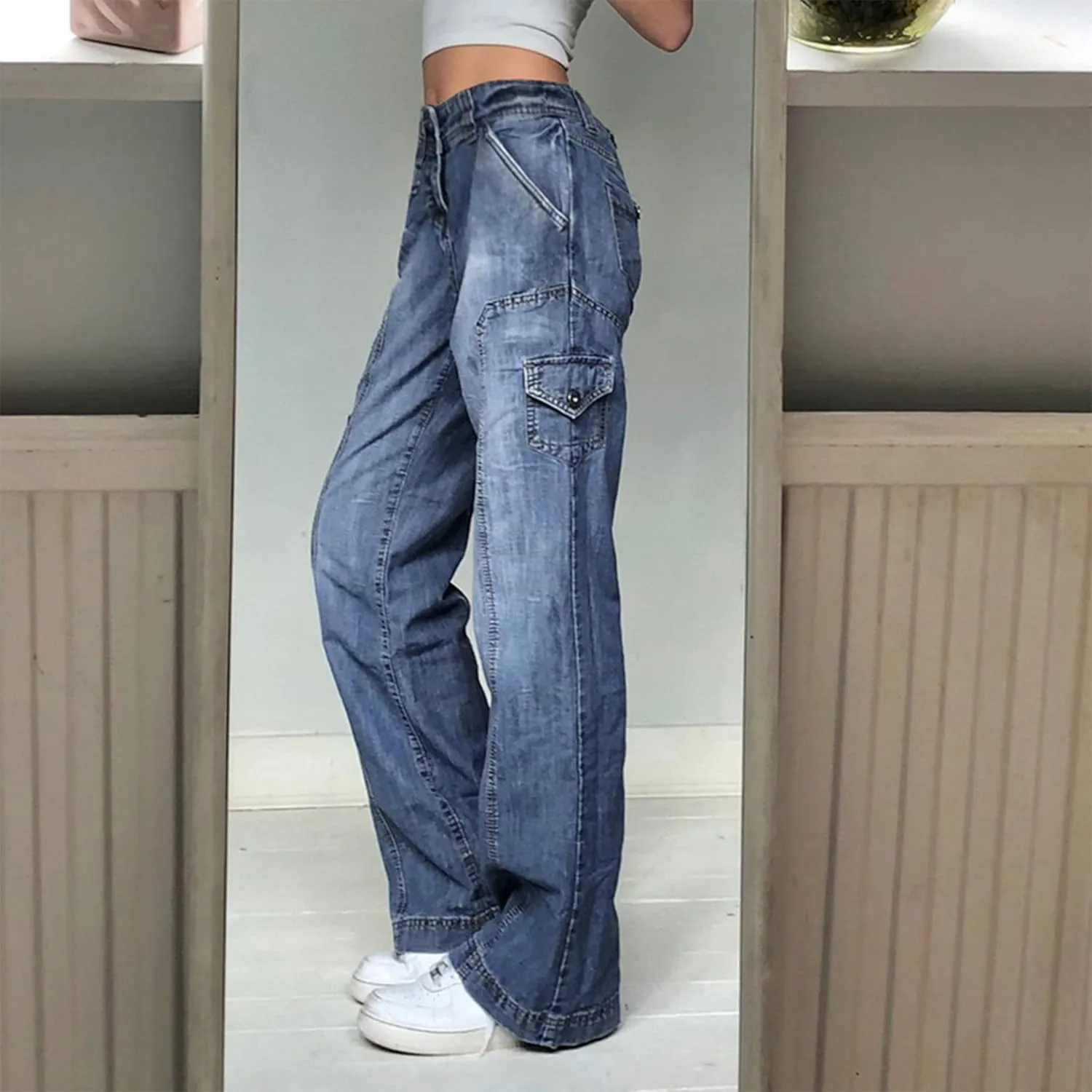 Baggy Jeans Alt Emo Cargo Jeans for Women Y2K Clothes for Teen Girls