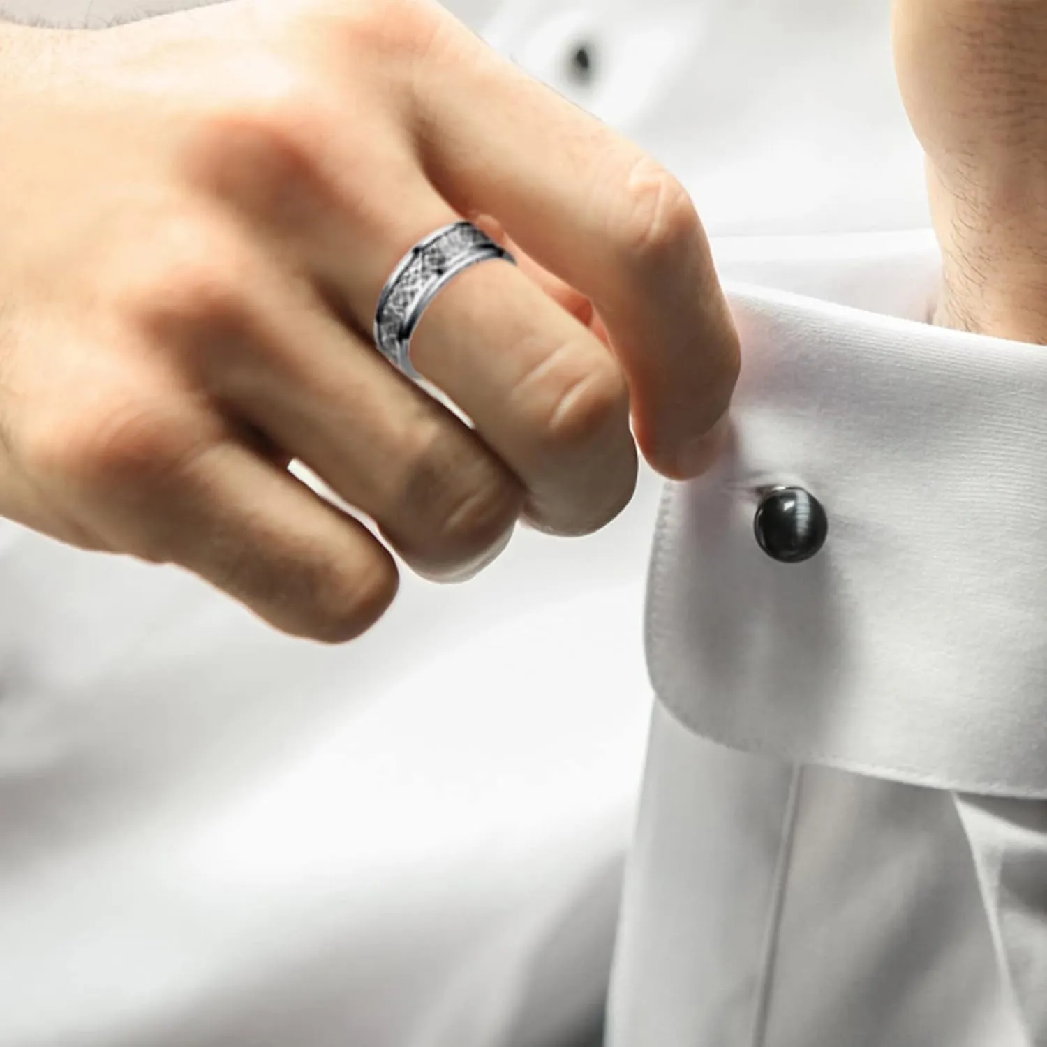 Black Titanium Stainless Steel Ring for Women,Classical Couple Wedding Engagement Band Ring Valentine's Day Jewelry Gift