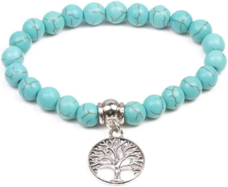 Bracelet Women Family Tree Owl Khama Hand Beaded Stretch Stackable Wrap Silver Lotus Turtle Anniversary Birthday