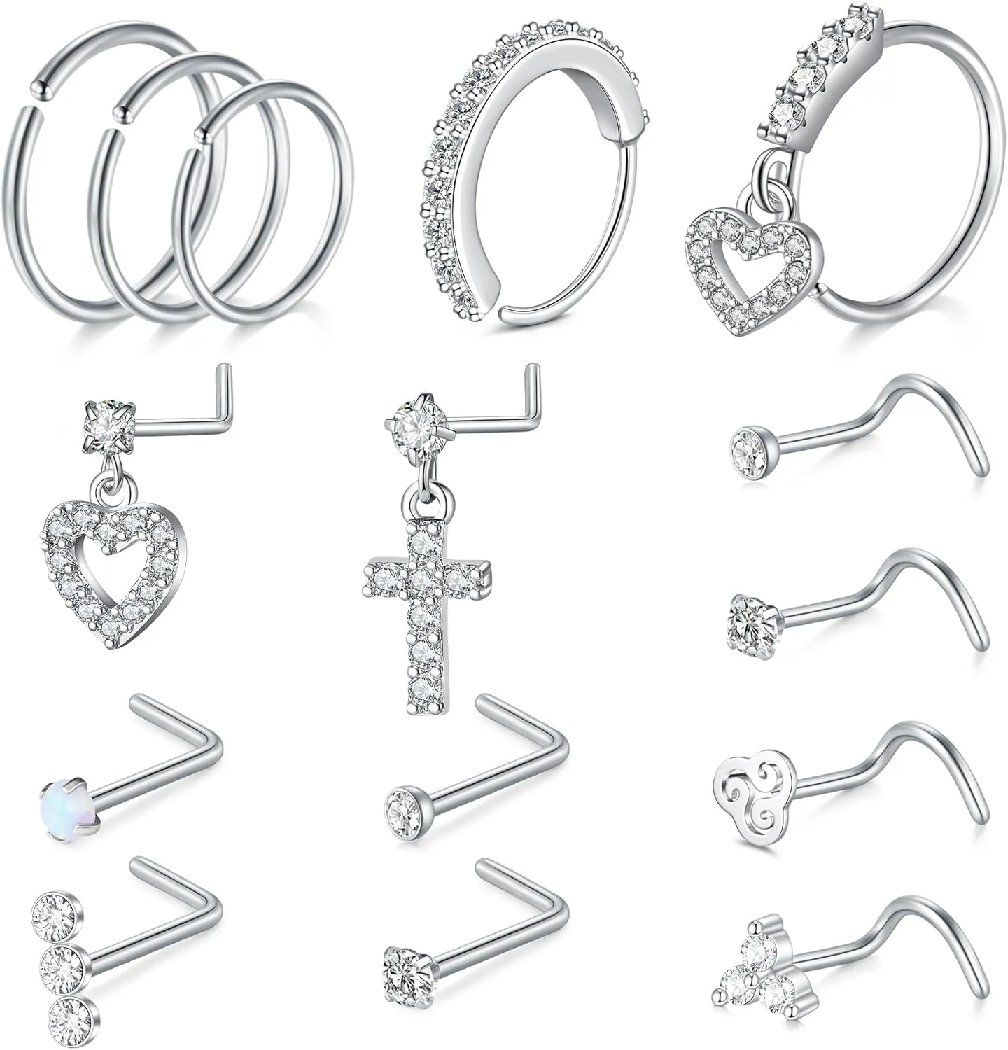 Briana Williams 18G 20G Nose Rings for Women Nose Piercings Nose Rings Hoops Nose Studs Surgical Steel Nose Ring Silver Gold Nose Piercing Jewelry