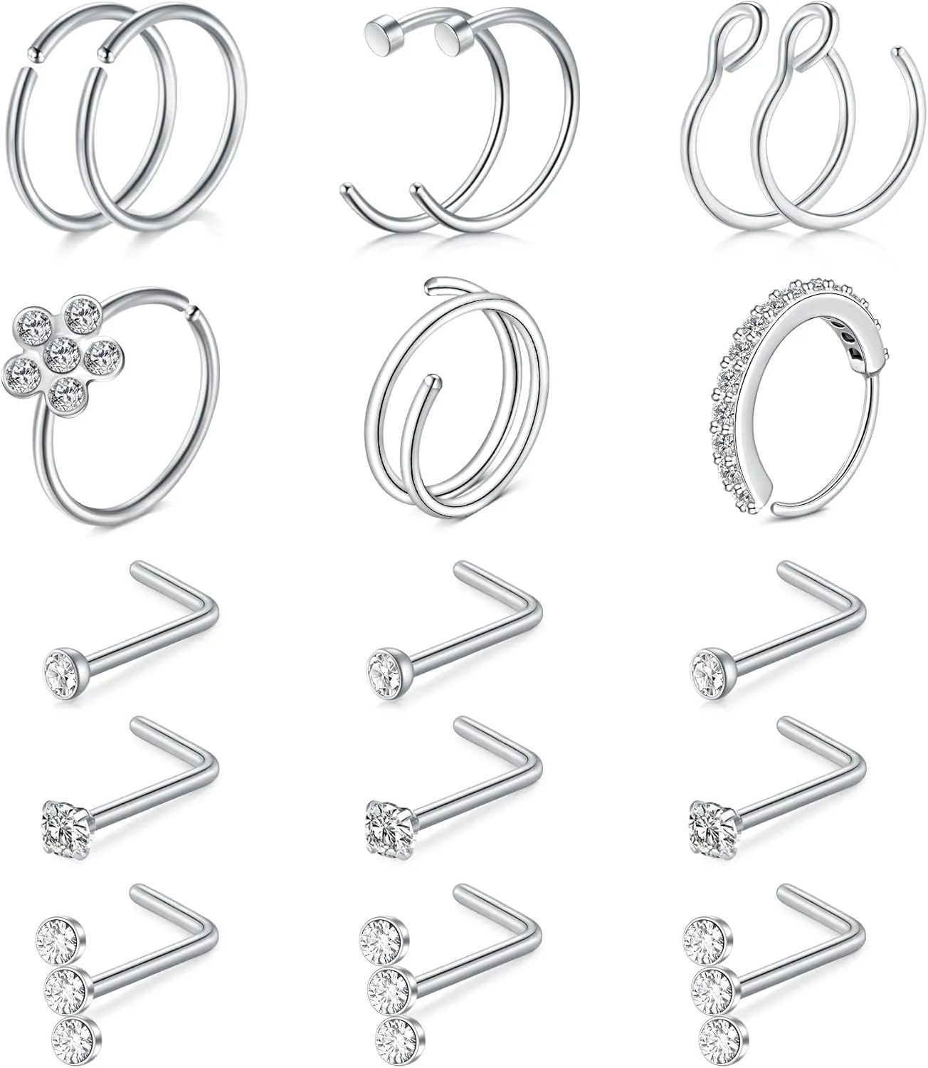 Briana Williams 18G 20G Nose Rings for Women Nose Piercings Nose Rings Hoops Nose Studs Surgical Steel Nose Ring Silver Gold Nose Piercing Jewelry