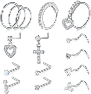 Briana Williams 18G 20G Nose Rings for Women Nose Piercings Nose Rings Hoops Nose Studs Surgical Steel Nose Ring Silver Gold Nose Piercing Jewelry