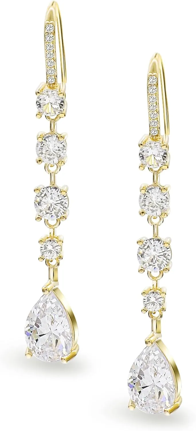 Bride Bridesmaid Teardrop Long Dangle Earrings for Women Trendy Hook Dangling Earrings Fit Wedding Prom Halloween Christmas Gifts