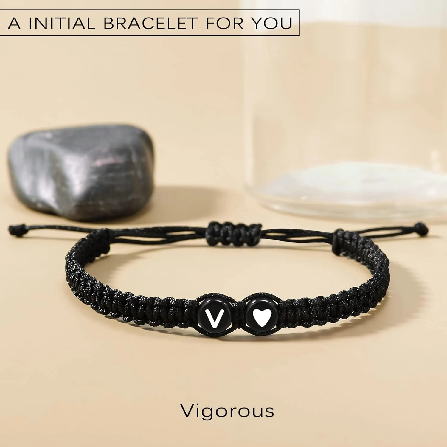 Btysun Initial Bracelets for Women Teen Gifts Trendy Stuff Best Friend Birthday Gifts Graduation Adjustable Letter A-Z Braided Bracelets Heart Link Sister Daughter Mother's Day Mom Female Christmas Jewelry