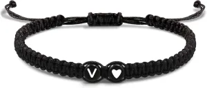 Btysun Initial Bracelets for Women Teen Gifts Trendy Stuff Best Friend Birthday Gifts Graduation Adjustable Letter A-Z Braided Bracelets Heart Link Sister Daughter Mother's Day Mom Female Christmas Jewelry