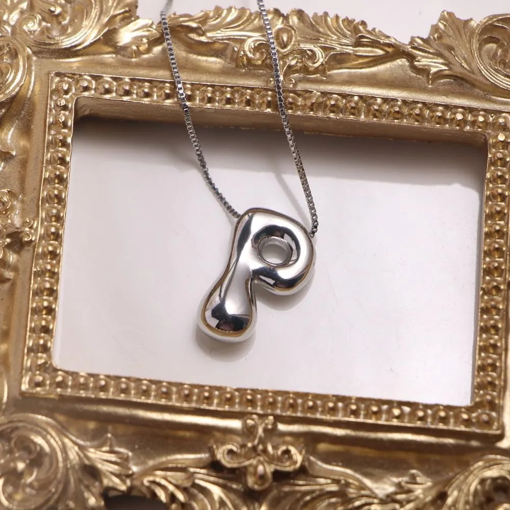 Bubble Letter Necklace For Women, Dainty Balloon Initial Necklaces 14k Gold Plated Chain Pendant Alphabet Necklaces Charm Simple Gift Jewelry