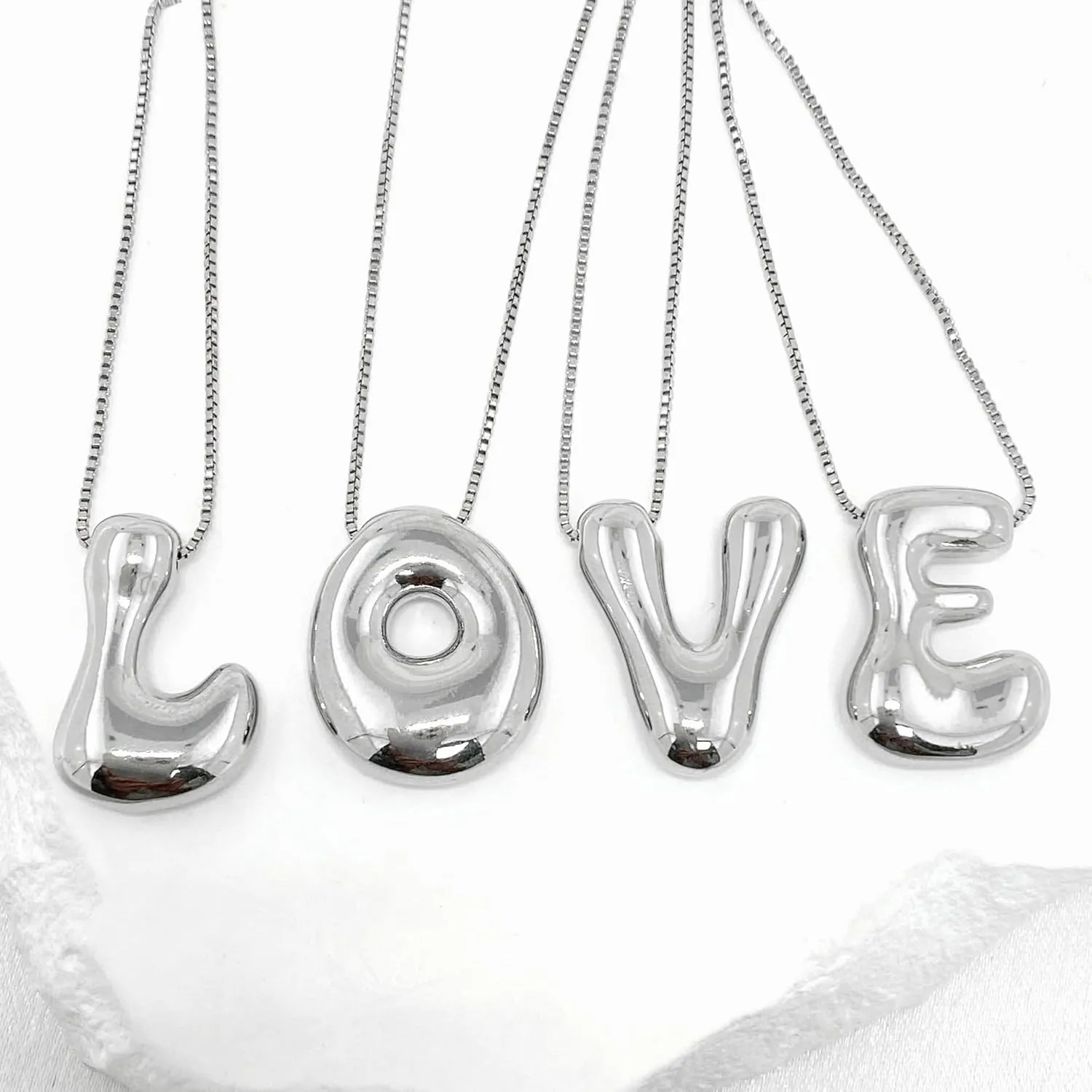 Bubble Letter Necklace For Women, Dainty Balloon Initial Necklaces 14k Gold Plated Chain Pendant Alphabet Necklaces Charm Simple Gift Jewelry