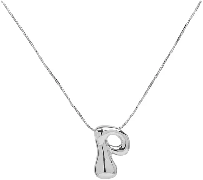 Bubble Letter Necklace For Women, Dainty Balloon Initial Necklaces 14k Gold Plated Chain Pendant Alphabet Necklaces Charm Simple Gift Jewelry