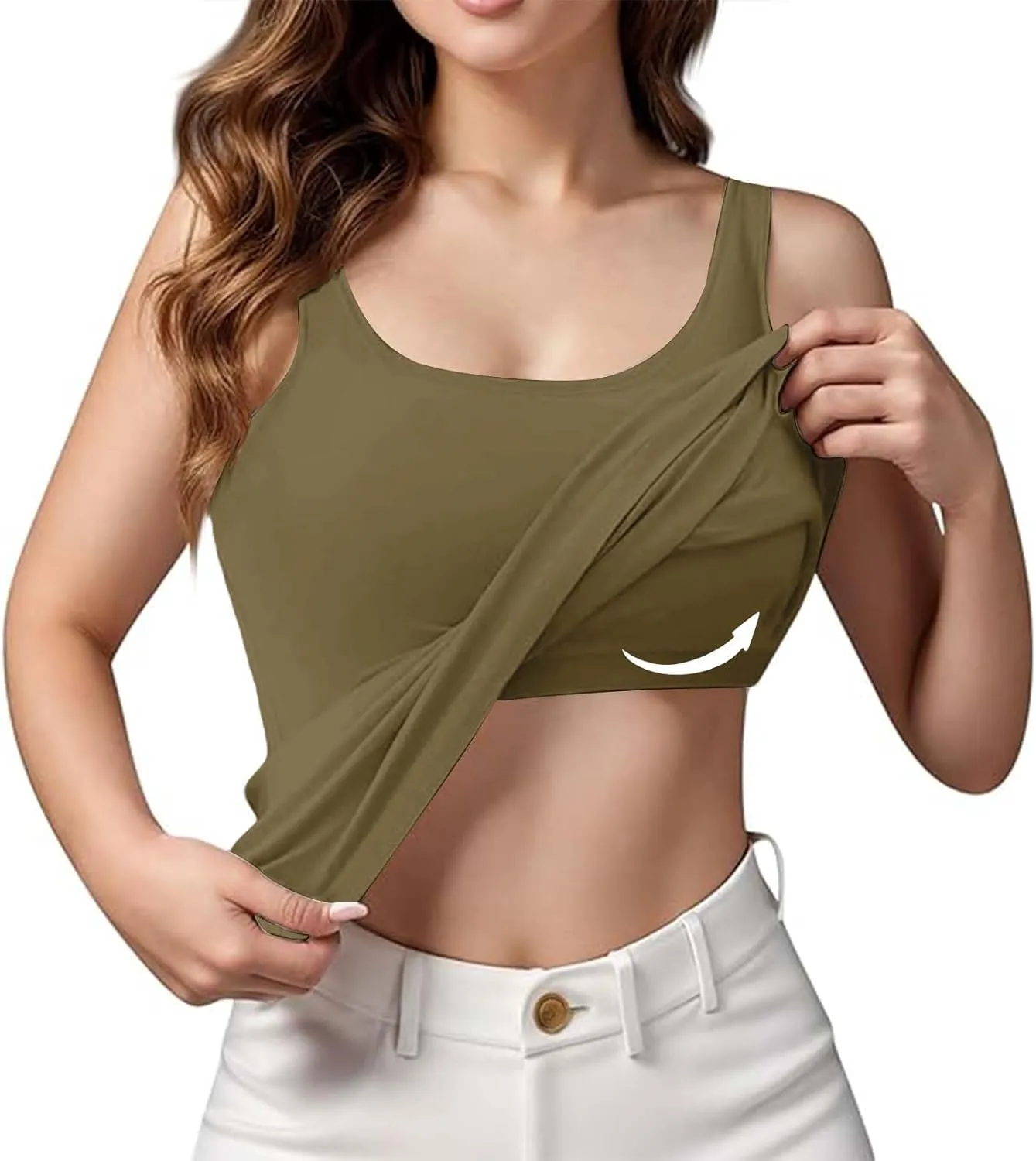 Built in Bra Tank Tops for Women Cotton Padded Womens Spaghetti Strap Camisole Plus Size Sports Bras