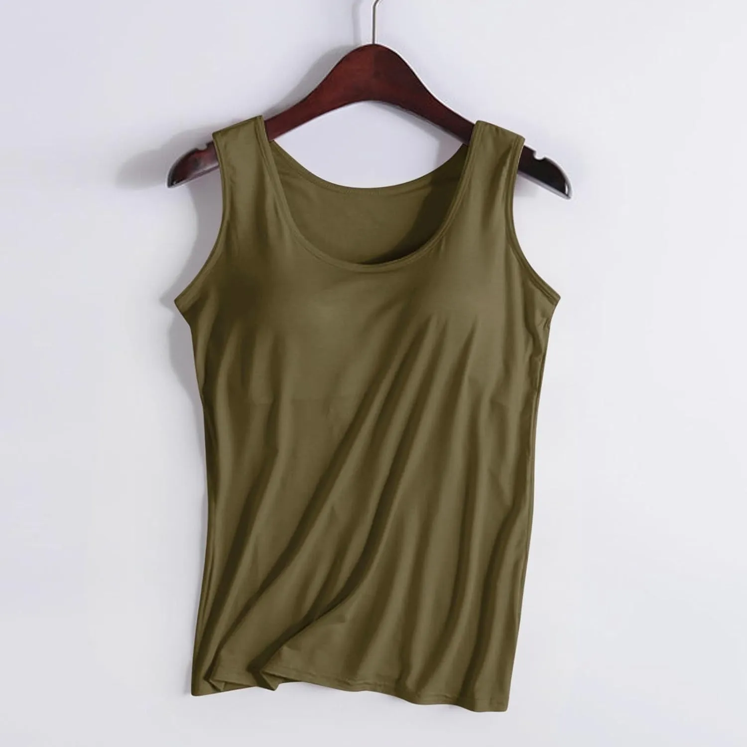Built in Bra Tank Tops for Women Cotton Padded Womens Spaghetti Strap Camisole Plus Size Sports Bras