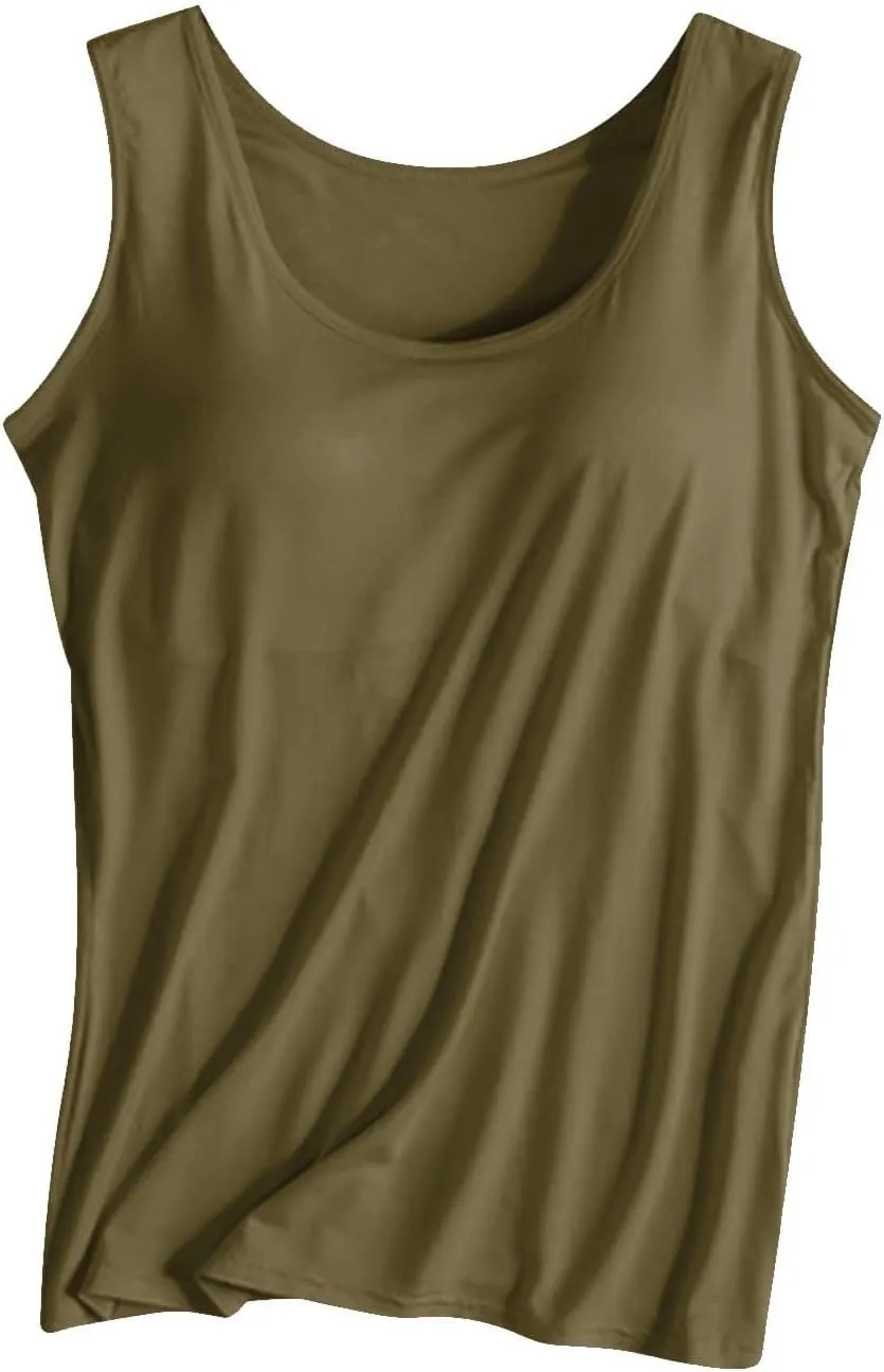Built in Bra Tank Tops for Women Cotton Padded Womens Spaghetti Strap Camisole Plus Size Sports Bras