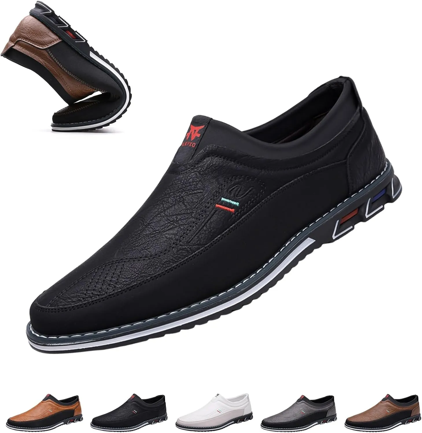 Buybuymen Orthopedic Shoes, Buybuymen Men's Fashion Orthopedic Shoes, Slip-on Fashion Oversized Loafers Oxford Shoes