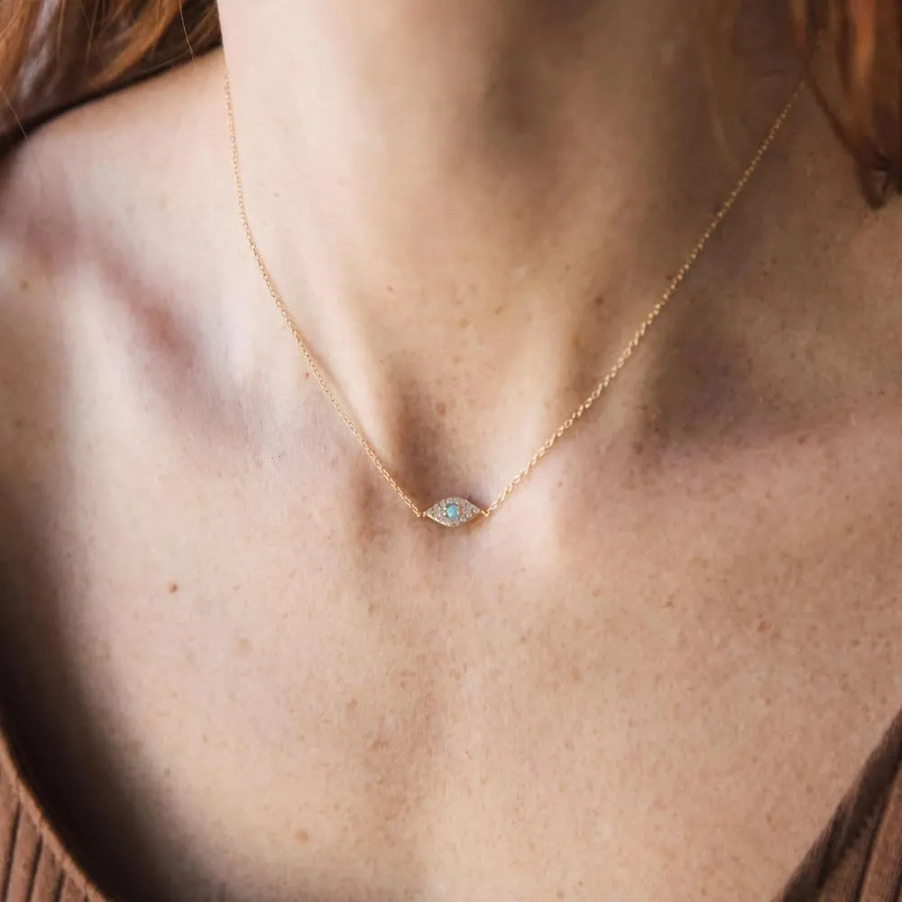 CAITLYNMINIMALIST Dainty 18K Gold Sterling Silver Opal Diamond Dainty Charm Necklace Gift for Her