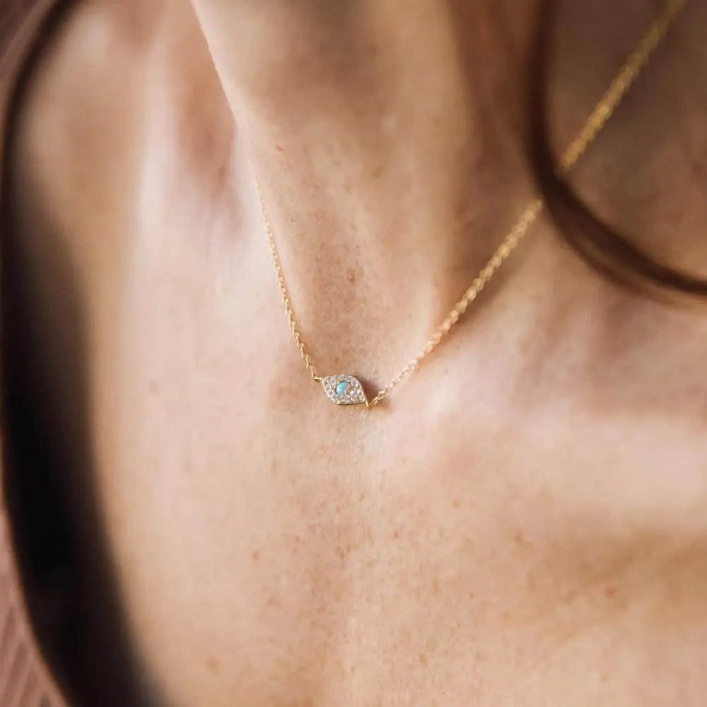 CAITLYNMINIMALIST Dainty 18K Gold Sterling Silver Opal Diamond Dainty Charm Necklace Gift for Her
