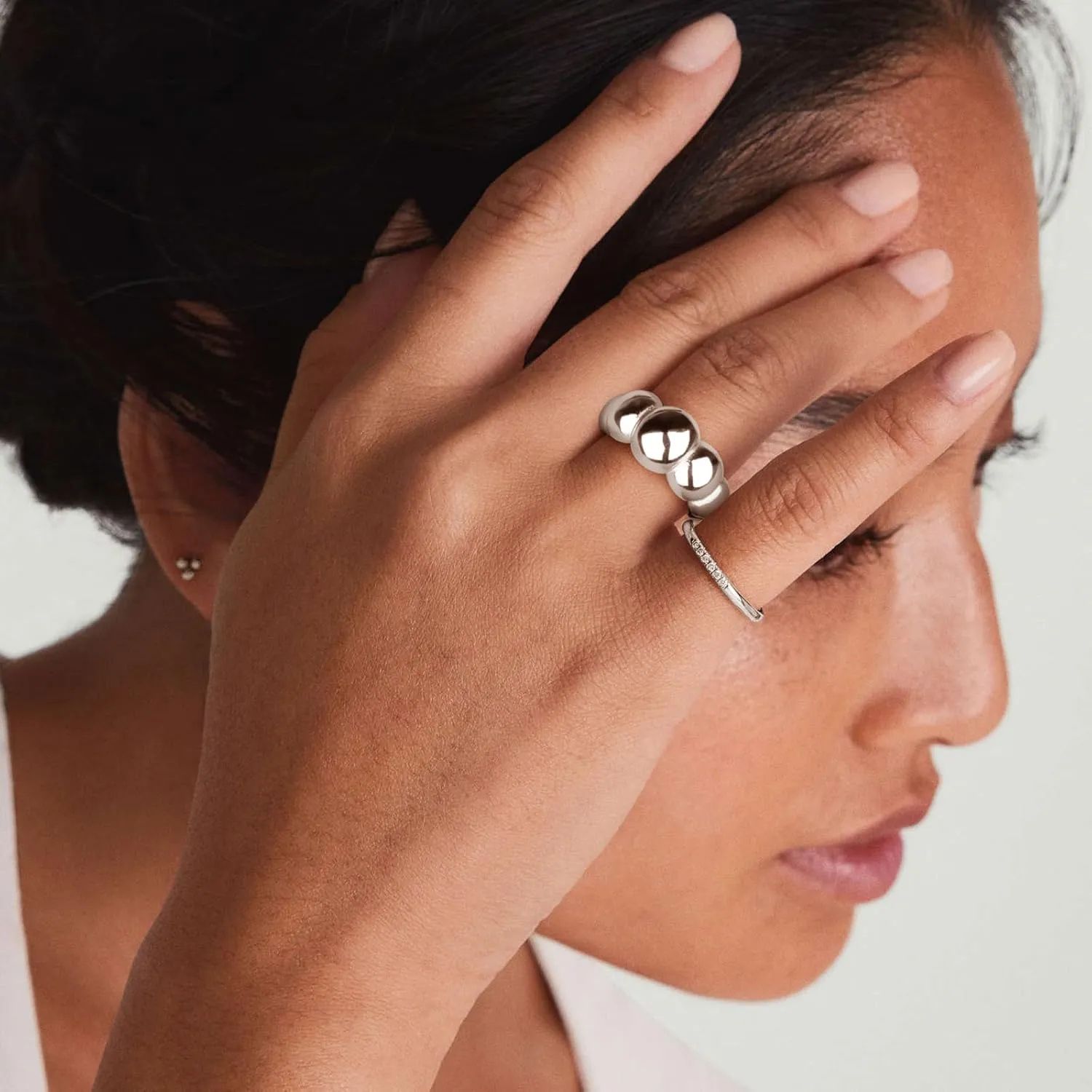 Chunky Dome Rings for Women and Men Cute Fat Puffy Statement Thumb Band High Polished Comfort Bubble Stackable Ring Size 5-10Gold and Silver