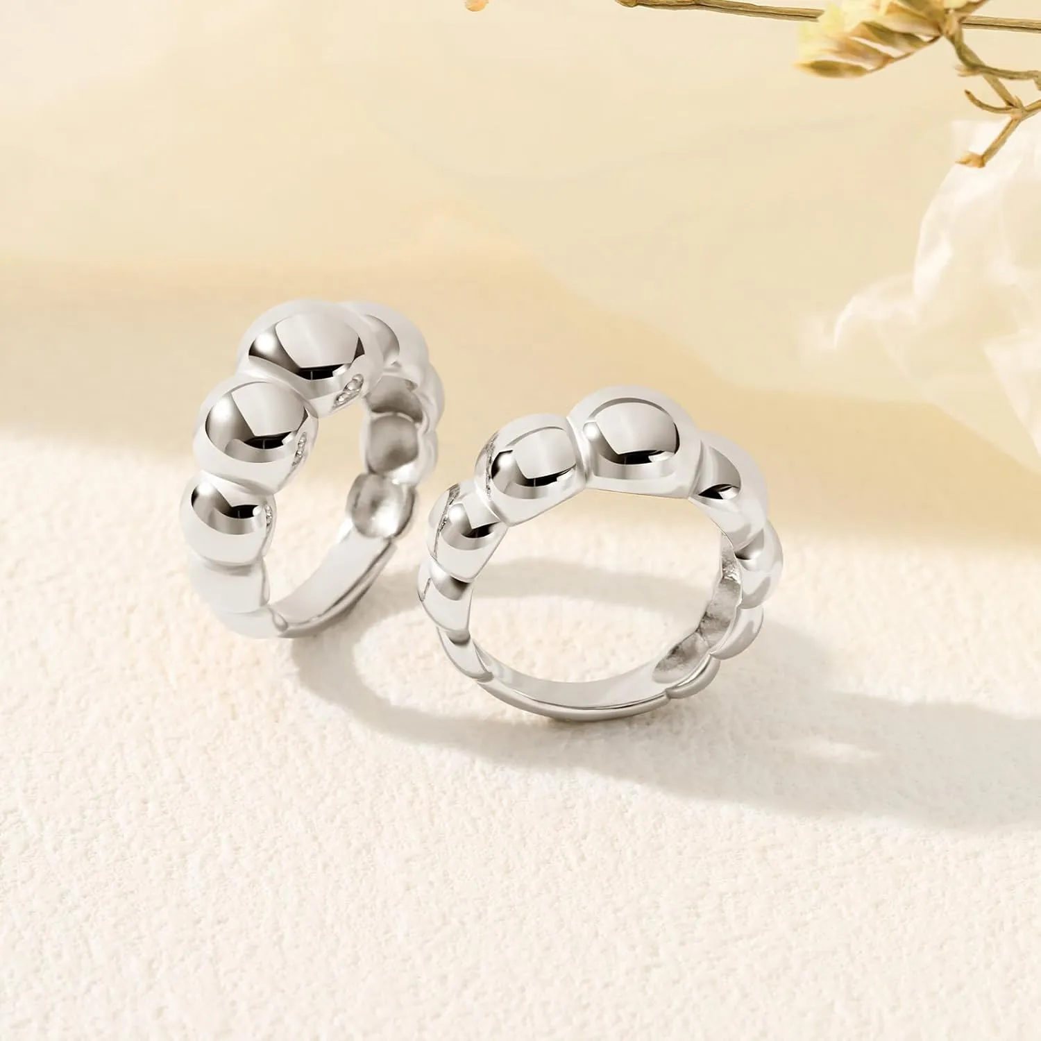 Chunky Dome Rings for Women and Men Cute Fat Puffy Statement Thumb Band High Polished Comfort Bubble Stackable Ring Size 5-10Gold and Silver