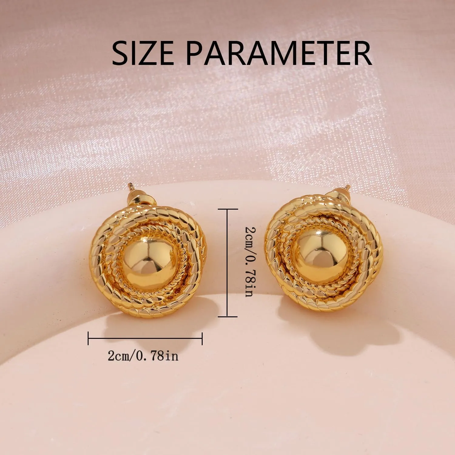 Chunky Gold Earrings for Women, 14k Gold Plated Statement Geometric Round Stud Earrings Hypoallergenic Gold Earrings for Women Trendy Thick Chunky Stud Earrings Fashion Gold Jewelry for Women