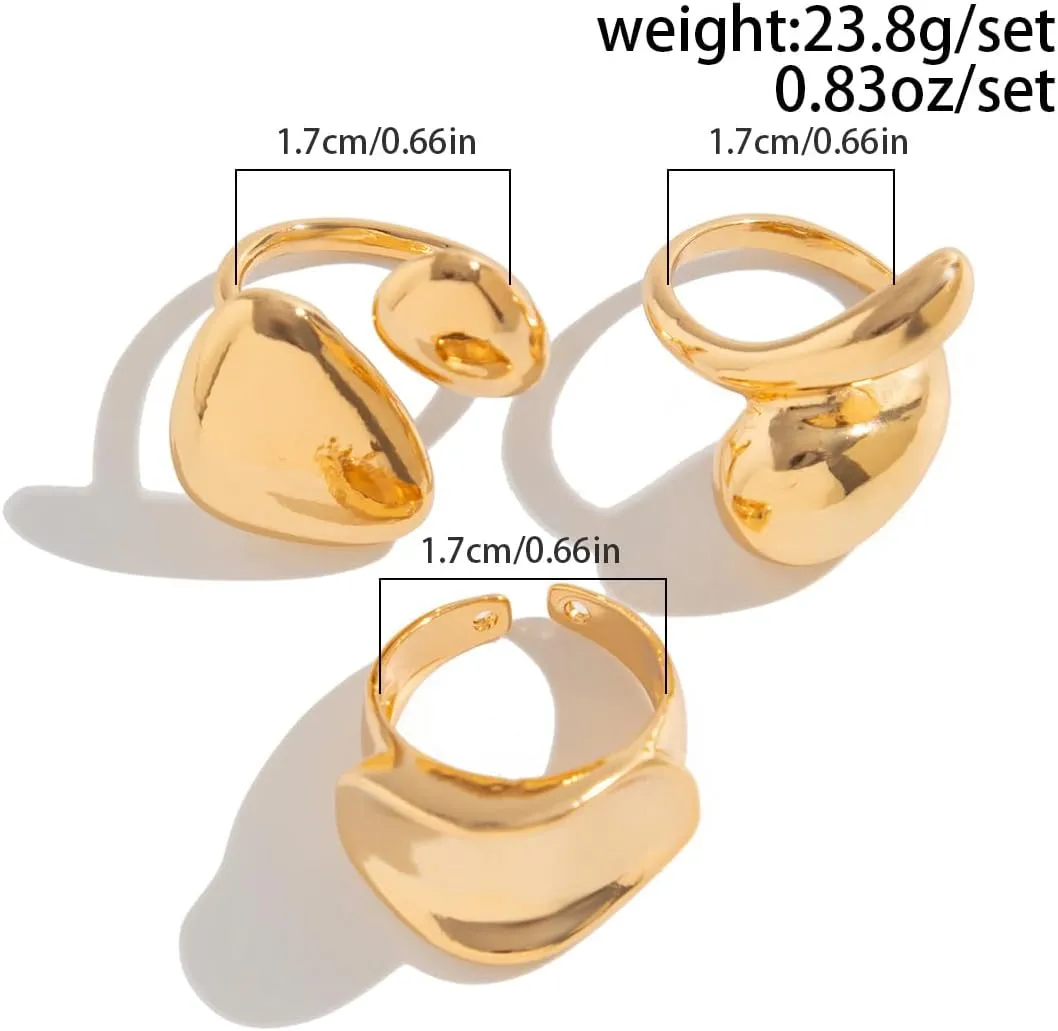 Chunky Gold Rings for Women Non Tarnish Vintage Gold Stackable Ring Thick Statement Silver Rings for Women Chunky Gold Jewelry