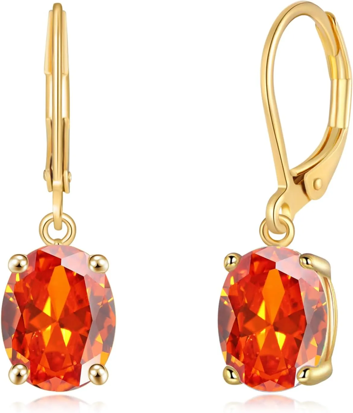 CiNily Cut-Oval Leverback Dangle Earrings for Women Hypoallergenic 14k White/Gold Plated Cubic Zircon Hanging Lever Earrings Lightweight Summer Drop Earrings Wedding Birthday Gifts Jewelry