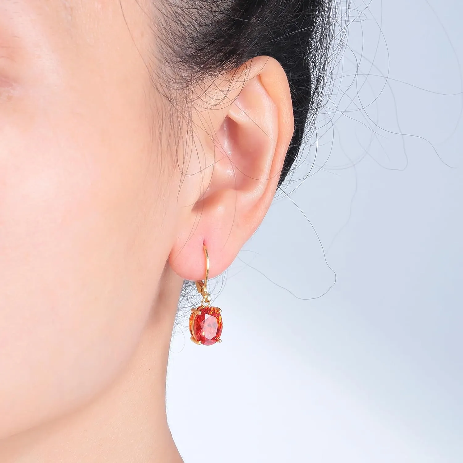 CiNily Cut-Oval Leverback Dangle Earrings for Women Hypoallergenic 14k White/Gold Plated Cubic Zircon Hanging Lever Earrings Lightweight Summer Drop Earrings Wedding Birthday Gifts Jewelry