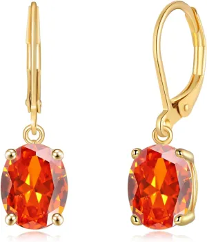 CiNily Cut-Oval Leverback Dangle Earrings for Women Hypoallergenic 14k White/Gold Plated Cubic Zircon Hanging Lever Earrings Lightweight Summer Drop Earrings Wedding Birthday Gifts Jewelry