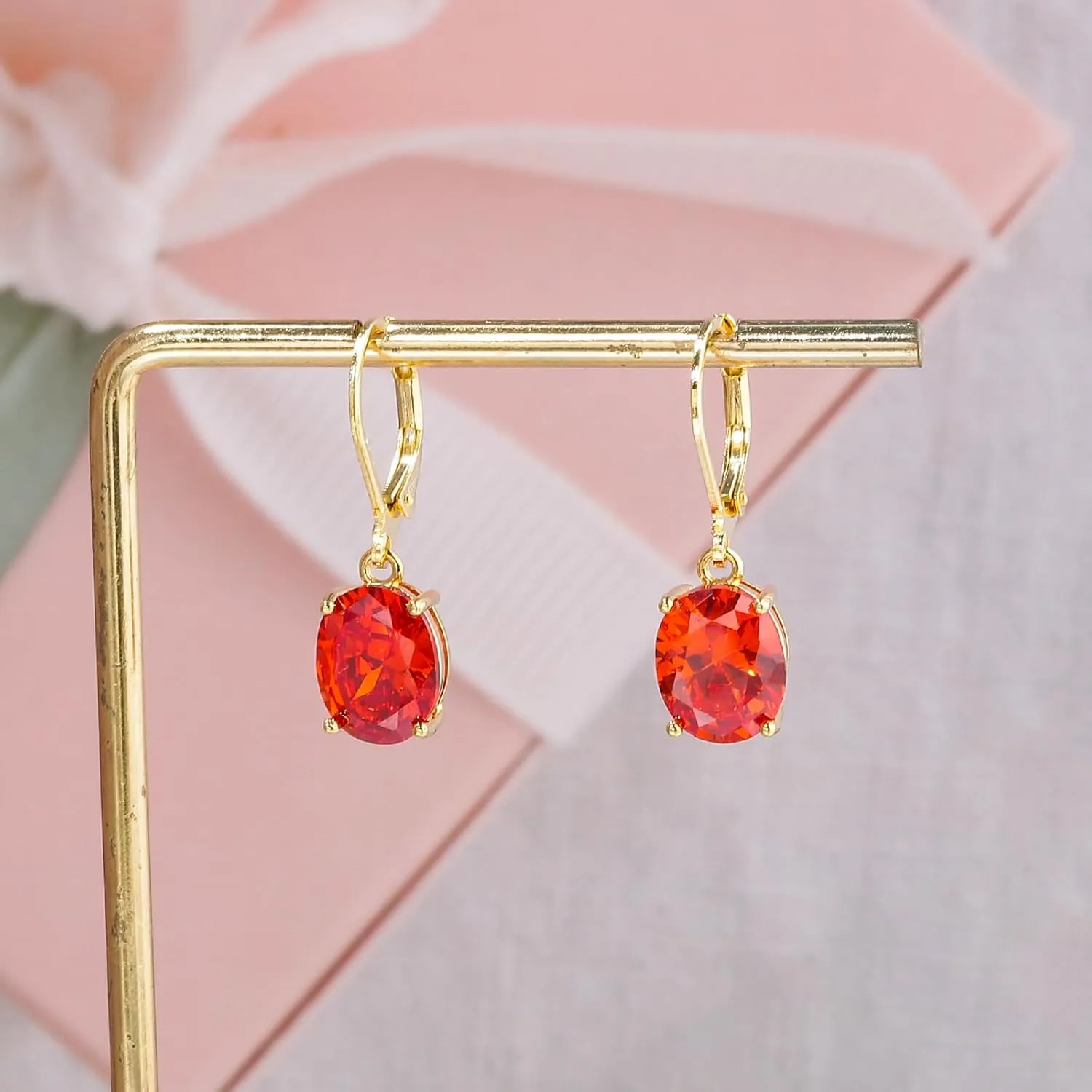 CiNily Cut-Oval Leverback Dangle Earrings for Women Hypoallergenic 14k White/Gold Plated Cubic Zircon Hanging Lever Earrings Lightweight Summer Drop Earrings Wedding Birthday Gifts Jewelry