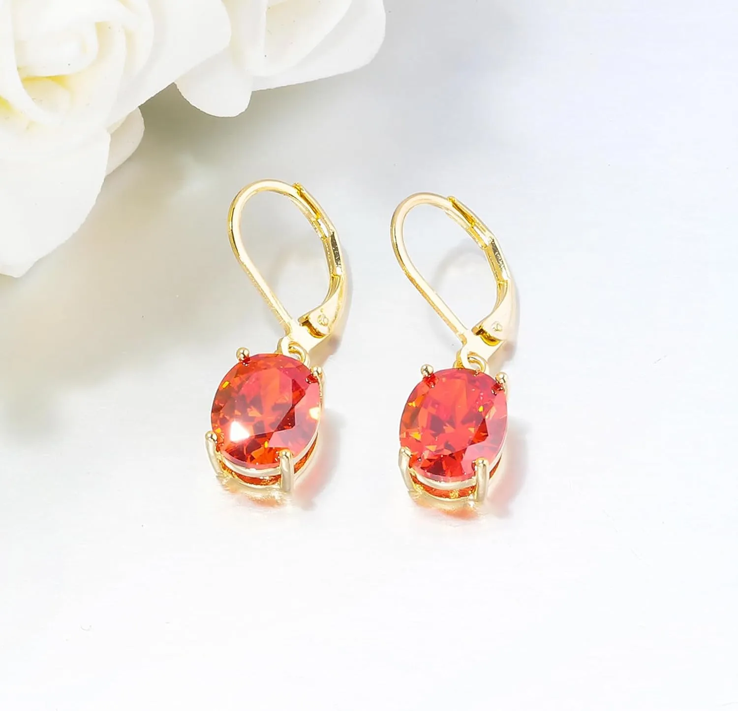 CiNily Cut-Oval Leverback Dangle Earrings for Women Hypoallergenic 14k White/Gold Plated Cubic Zircon Hanging Lever Earrings Lightweight Summer Drop Earrings Wedding Birthday Gifts Jewelry