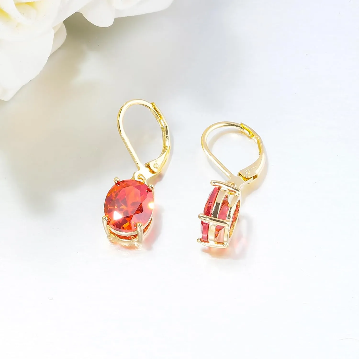 CiNily Cut-Oval Leverback Dangle Earrings for Women Hypoallergenic 14k White/Gold Plated Cubic Zircon Hanging Lever Earrings Lightweight Summer Drop Earrings Wedding Birthday Gifts Jewelry