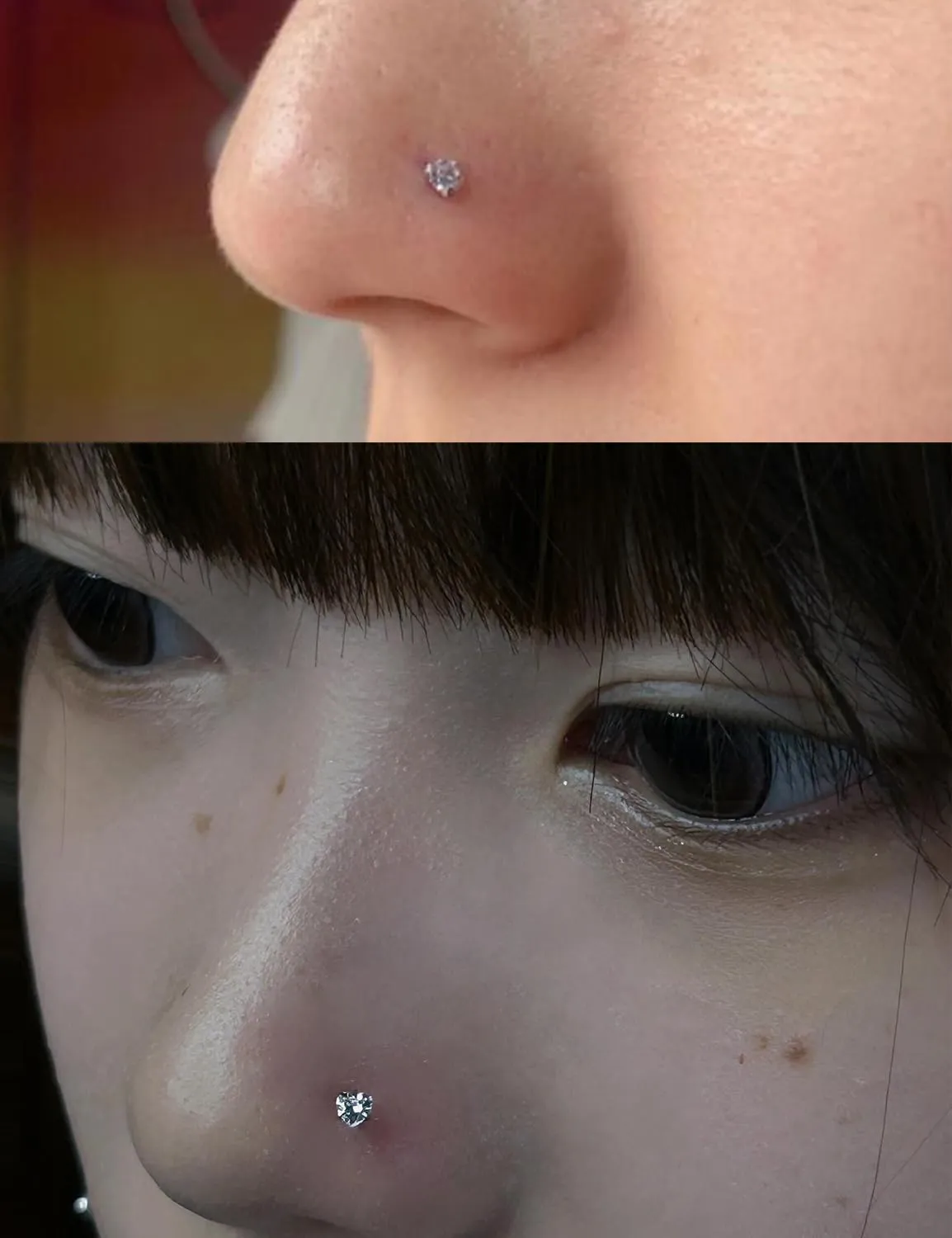 Cisyozi 20G 18G 16G Titanium Flat Back Nose Rings Hypoallergenic Medical Grade Diamond Nose Rings Studs for Women Men Internal Threaded Nose Studs Piercings Jewelry for Sensitive Skin