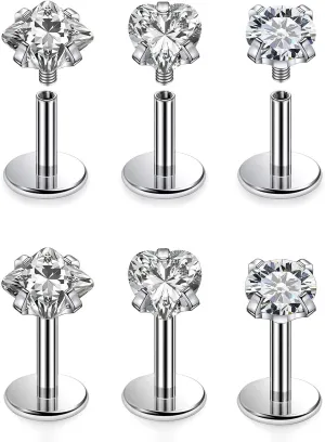 Cisyozi 20G 18G 16G Titanium Flat Back Nose Rings Hypoallergenic Medical Grade Diamond Nose Rings Studs for Women Men Internal Threaded Nose Studs Piercings Jewelry for Sensitive Skin