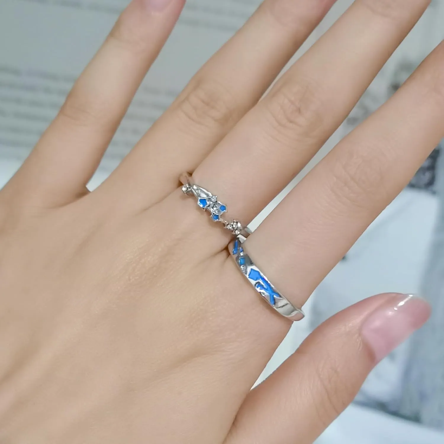 CJIAYUJEW Couple Rings for Women Men Love Heart Couple Ring Luminous Ring Set Star Heart Butterfly Couple Rings Lovers Couple Wedding Band Statement Anniversary Rings