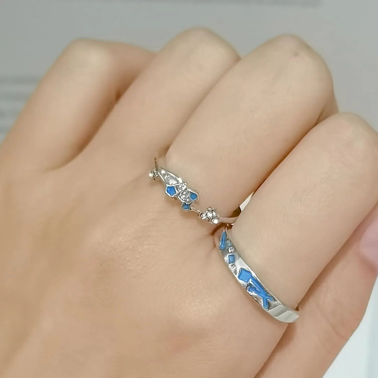 CJIAYUJEW Couple Rings for Women Men Love Heart Couple Ring Luminous Ring Set Star Heart Butterfly Couple Rings Lovers Couple Wedding Band Statement Anniversary Rings
