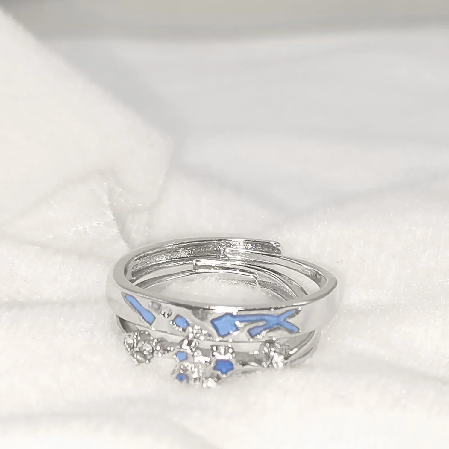 CJIAYUJEW Couple Rings for Women Men Love Heart Couple Ring Luminous Ring Set Star Heart Butterfly Couple Rings Lovers Couple Wedding Band Statement Anniversary Rings