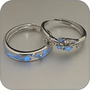 CJIAYUJEW Couple Rings for Women Men Love Heart Couple Ring Luminous Ring Set Star Heart Butterfly Couple Rings Lovers Couple Wedding Band Statement Anniversary Rings