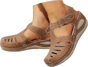Closed Toe Wedge Sandals for Women Dressy Summer Comfortable Platform Wedges Ankle Strap Wide Width Walking Sandals Arch Support Casual Hollow Out Sandal Dress Shoes