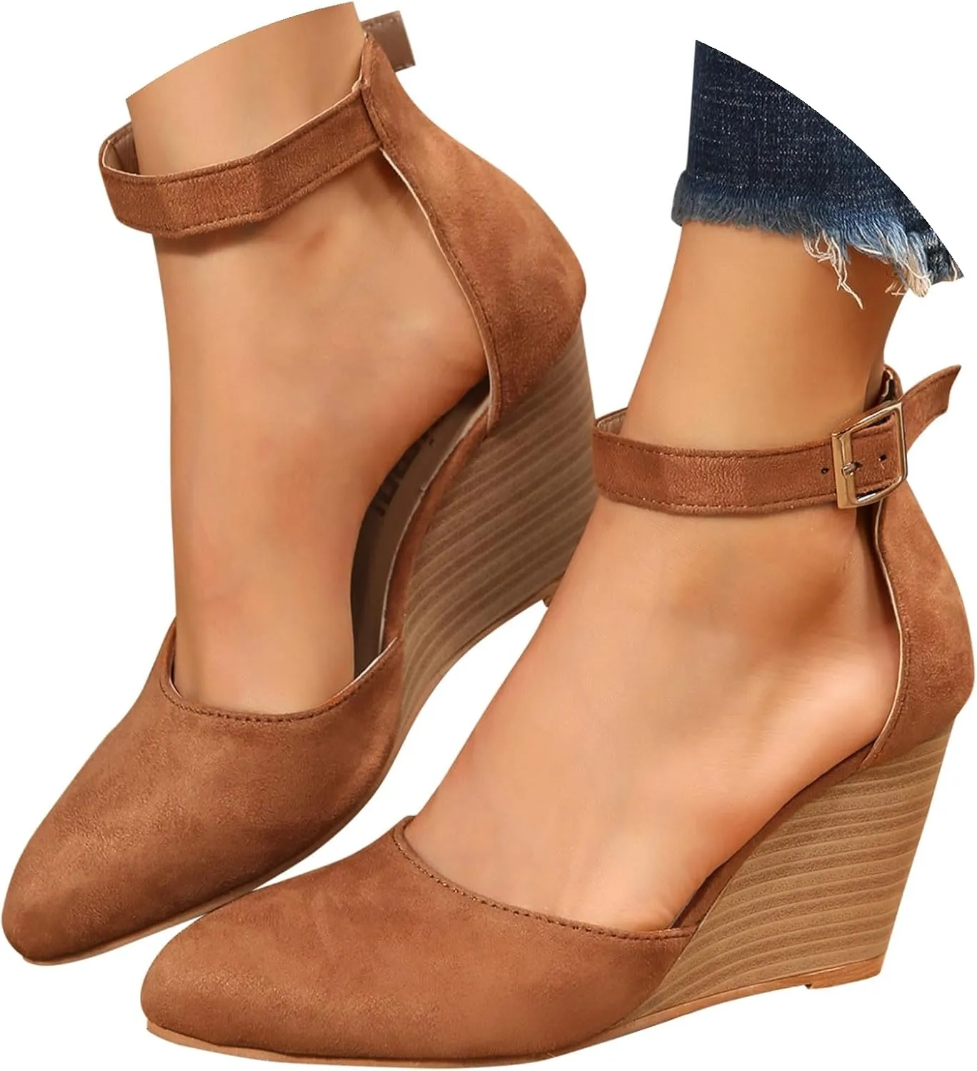 Closed Toe Wedges Heels for Women Dressy Orthopedic Platform Sandals Ankle Strap Arch Support Cork Sandals