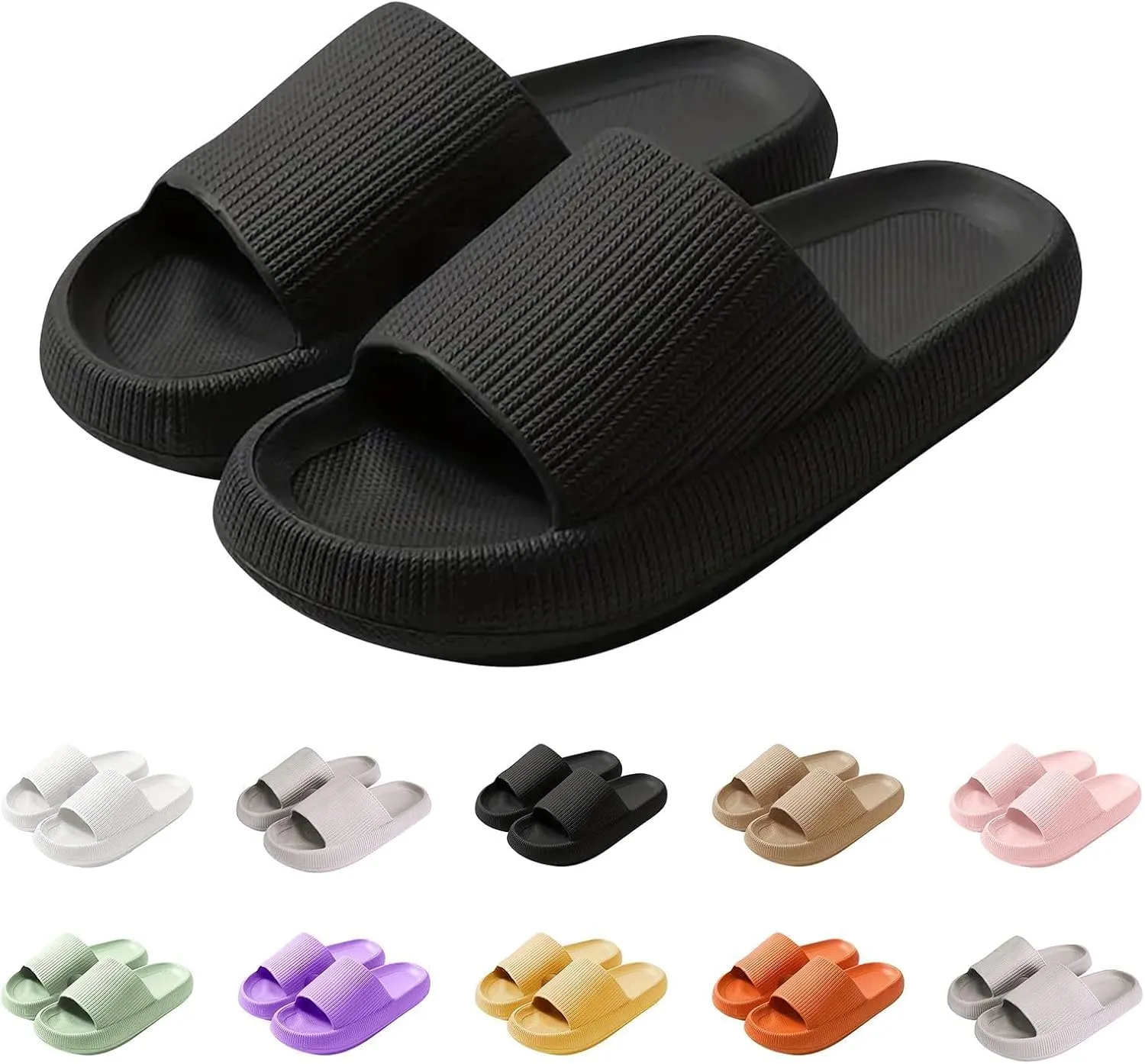 Cloud Slippers for Women Platform Heel Non Slip Sandals Lightweight Comfy House Slippers Casual Indoor Shower Shoes Bathroom Slides