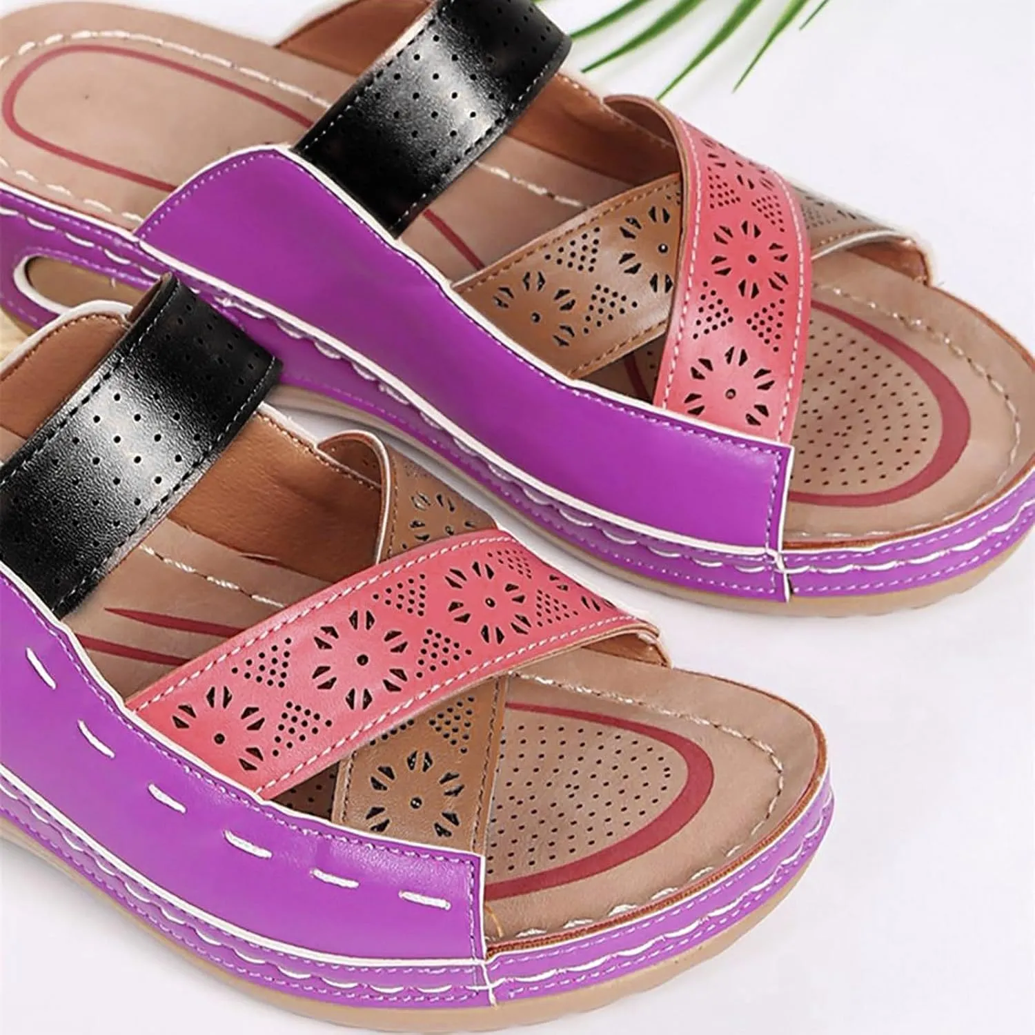 Comfortable Slip on Wedge Slide Sandals for Women Women's Casual Summer Wedge Heels Shoes Party Dress Sandals