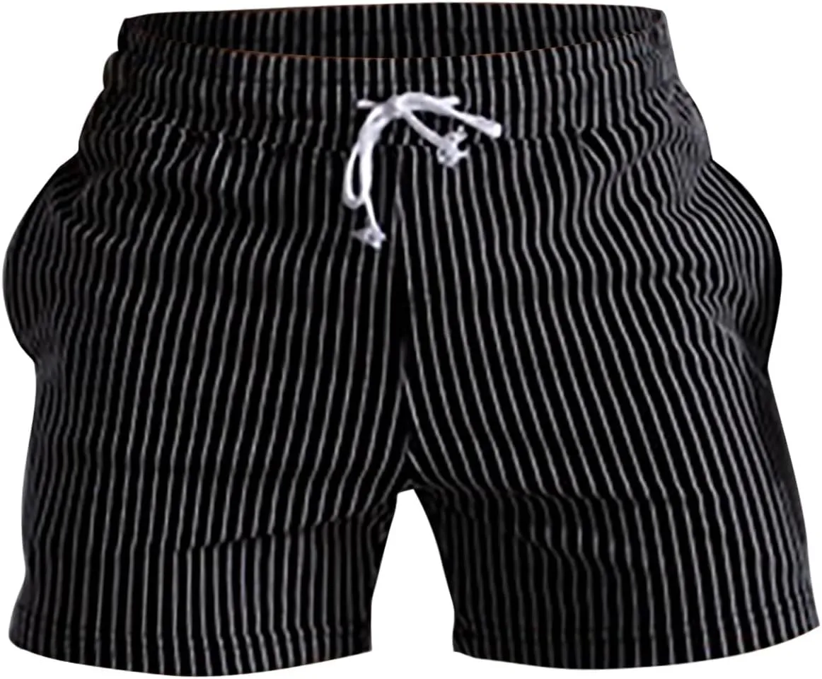 CRNTCEM Men's Gym Workout Cotton Shorts Quick Dry Exercise Tennis Athletic Running Shorts Drawstring Knitted Lounge Shorts