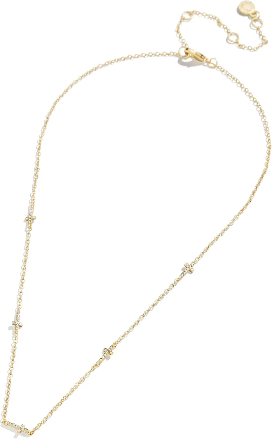 Cross Necklace for Women - Elegant Gold Chain with Glass Stones, Hypoallergenic, 17" Length with Extender