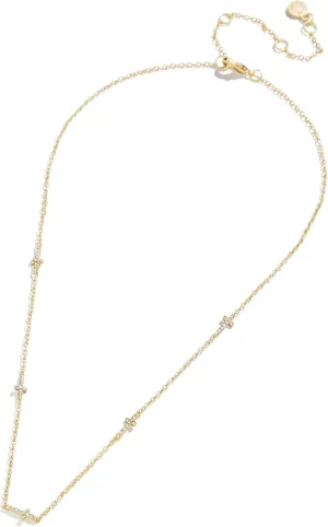 Cross Necklace for Women - Elegant Gold Chain with Glass Stones, Hypoallergenic, 17" Length with Extender