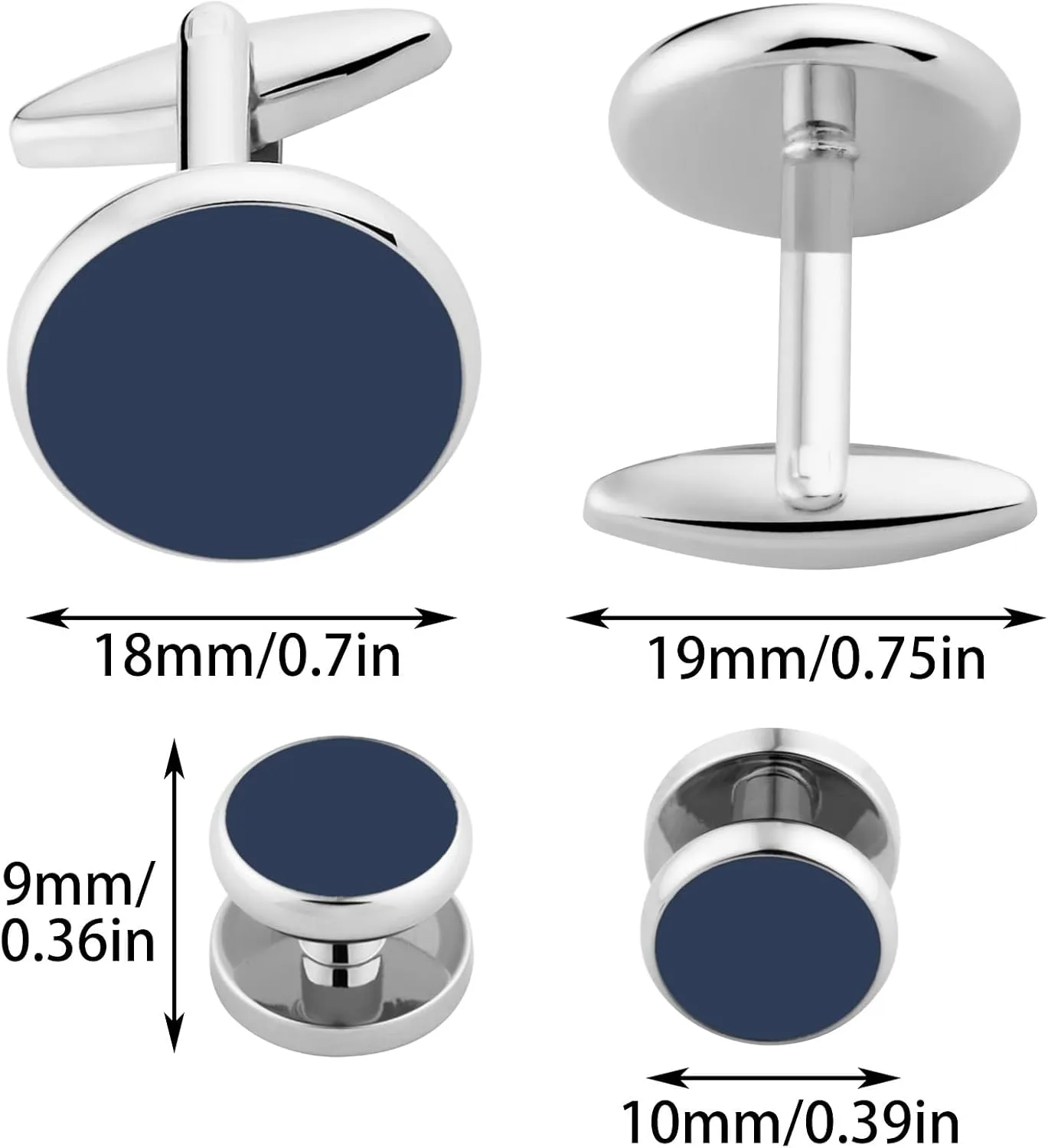 Cufflinks for Men and Tuxedo Shirt Studs Set with Gift Box Stainless Steel Cufflinks