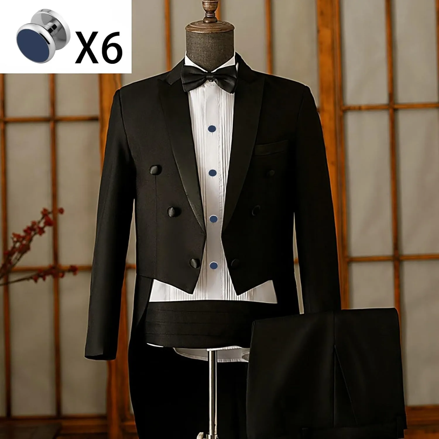 Cufflinks for Men and Tuxedo Shirt Studs Set with Gift Box Stainless Steel Cufflinks