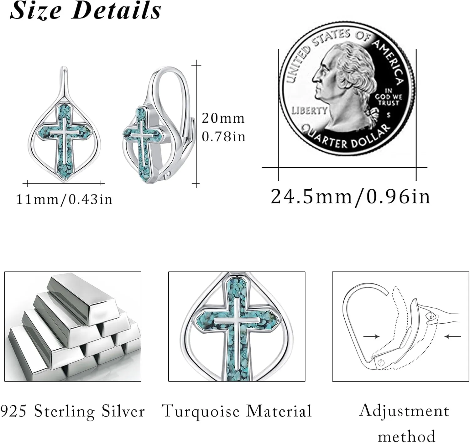 Cuoka Angel Wings,Feather Cross Earrings 925 Sterling Silver Unisex Hanging Dangle Drop Earrings,Small Hoop Earrings Jewelry for Women Men