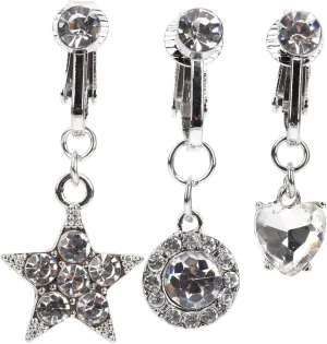 Dangle Zircon Earrings Belly Button Rings Clip on Navel Rings Fake Piercing